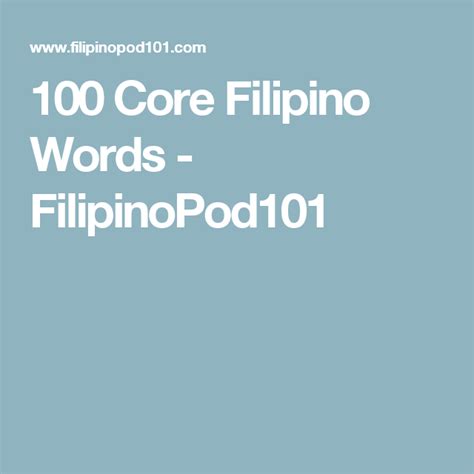 100 Core Filipino Words .